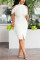 Blue Fashion Sexy Off The Shoulder Sleeveless Mandarin Collar Pencil Skirt Knee Length Solid Dresses