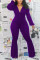 purple Sexy Solid Bandage V Neck Skinny Jumpsuits