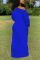 Royal blue Fashion Daily Adult Solid Knotted Oblique Collar Long Sleeve Floor Length Long Sleeve Dress Dresses