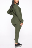 Ink Green Fashion Casual Long Sleeve Hooded Collar Regular Sleeve Regular Solid Two Pieces