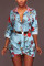 Orange Sexy Shirt sleeves Long Sleeves Turndown Collar Step Skirt Knee-Length Patchwork Print