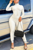 White Sexy Solid Jumpsuits