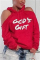 Red Fashion Sexy Hooded Collar Long Sleeve Off The Shoulder Regular Letter Print Tops