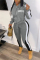 Gray Fashion Casual Long Sleeve Hooded Collar Regular Sleeve Regular Letter Print Two Pieces