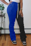 Blue Fashion Sexy Adult Patchwork Solid Patchwork Loose Bottoms