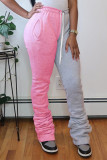 Pink Fashion Sexy Adult Patchwork Solid Patchwork Loose Bottoms