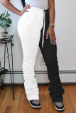 White Fashion Sexy Adult Patchwork Solid Patchwork Loose Bottoms