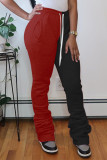 Red Fashion Sexy Adult Patchwork Solid Patchwork Loose Bottoms