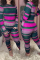 Pink Casual Fiber Striped Print Pants O Neck Skinny Jumpsuits
