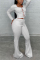 White Fashion Sexy Long Sleeve O Neck Regular Sleeve Short Solid Two Pieces