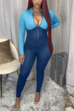 Grey Sexy Solid O Neck Regular Jumpsuits