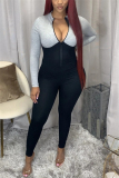 rose red Sexy Solid O Neck Regular Jumpsuits