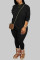 Black Fashion Casual O Neck Long Sleeve Regular Sleeve Solid Plus Size Set