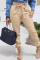 Khaki Fashion Casual Regular Solid Trousers