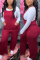 Red Casual Polyester Solid Pocket Jumpsuits