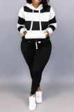 White Casual Solid Patchwork Hooded Collar Long Sleeve Regular Sleeve Regular Two Pieces