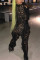 Black Fashion Sexy Adult Lace Solid Patchwork See-through O Neck Skinny Jumpsuits