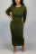Black Fashion Sexy Regular Sleeve Long Sleeve O Neck A Line Ankle Length Solid Dresses