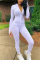 Sky Blue Fashion Casual Adult Solid Split Joint O Neck Skinny Jumpsuits