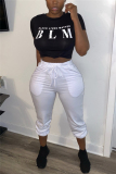 Black Fashion Sportswear Adult Print Letter Skinny Bottoms
