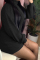 Black Fashion Celebrities Adult Solid Pullovers Turtleneck Long Sleeve Knee Length Pencil Skirt Dresses