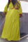Fluorescent Yellow Fashion Sexy V Neck Long Sleeve Regular Sleeve Print Plus Size Set