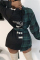 Green Fashion Sexy Adult Plaid Patchwork Patchwork With Belt V Neck Long Sleeve Mini Shirt Dress Dresses