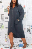Black Fashion Casual Regular Sleeve Long Sleeve Hooded Collar Knee Length Solid Dresses