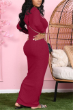 Pink Casual Solid Draw String Frenulum Hooded Collar Pencil Skirt Dresses