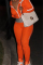 Orange Fashion Casual Long Sleeve Turndown Collar Regular Sleeve Short Patchwork Two Pieces