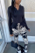 Black Fashion Sexy Adult Print Patchwork O Neck Long Sleeve Regular Sleeve Regular Two Pieces
