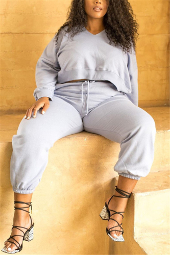 Grey Street Solid Bandage Frenulum O Neck Plus Size 