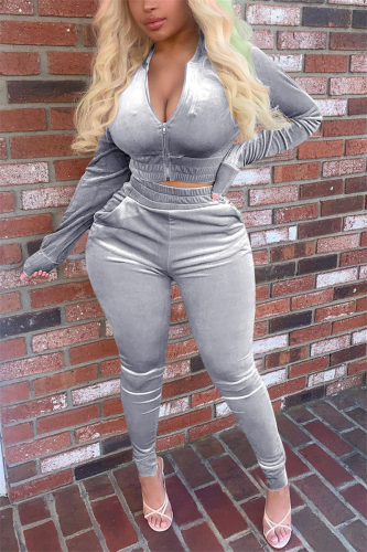 Silver Street Pleuche Solid V Neck Long Sleeve Regular Sleeve Regular Two Pieces