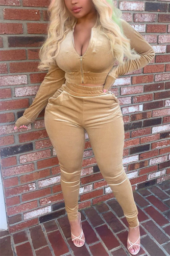 Apricot Street Pleuche Solid V Neck Long Sleeve Regular Sleeve Regular Two Pieces
