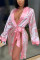 Pink Sexy Polyester Print Long Sleeve Long Sleeve Dress Dresses