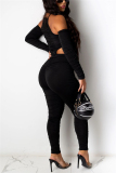 Gray Fashion Sexy O Neck Off The Shoulder Skinny Solid Jumpsuits