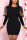 Black Sexy Party Gauze Pit Article Fabrics Patchwork Solid Patchwork See-through O Neck Long Sleeve Mini A Line Dresses