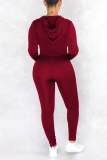 Rose Red Fashion Casual Long Sleeve Regular Sleeve Regular Solid Two Pieces