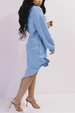 Apricot Fashion Solid Hooded Collar Long Sleeve Long Sleeve Dress Dresses