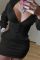 Black Fashion Sexy Regular Sleeve Long Sleeve Hooded Collar Mini Solid Dresses