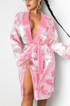 Pink Sexy Print Frenulum Outerwear