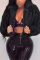 Black Celebrities Artificial Furs Solid Cardigan Square Collar Outerwear
