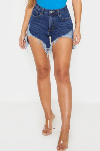 Deep Blue Fashion Sexy Straight Solid Jeans