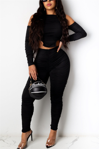 Black Fashion Sexy Adult Solid Fold Halter Skinny Jumpsuits
