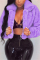 purple Celebrities Artificial Furs Solid Cardigan Square Collar Outerwear