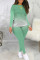 Dark Green Fashion Casual O Neck Long Sleeve Regular Sleeve Gradual Change Print Plus Size Set