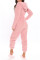 Red Fashion Adult Living Plush Solid Patchwork Hooded Collar Straight Jumpsuits