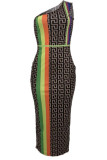 Khaki Fashion Sexy Spaghetti Strap Sleeveless Slip Sheath Ankle-Length asymmetrical bandage Char