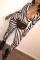 Black Polyester Elastic Fly Long Sleeve Mid Print Zippered Skinny Pants  Jumpsuits & Rompers