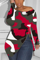 Red Fashion Sexy Camouflage Long-Sleeved T-Shirt